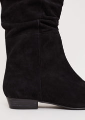 Suede Flat Boot Black