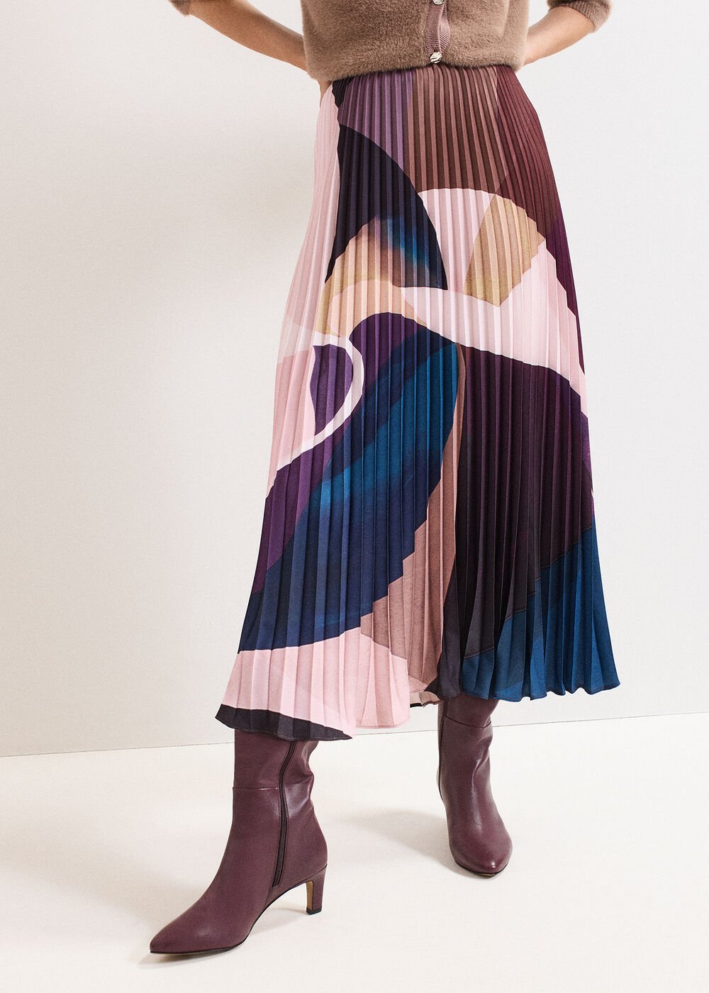 Elmina Pleated Midi Skirt Purple