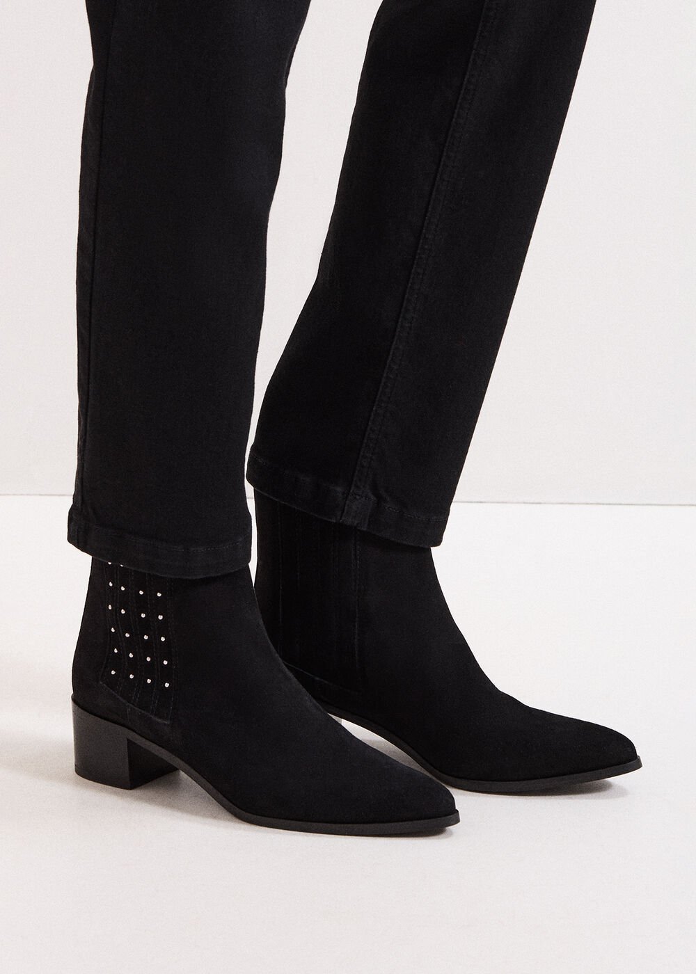 Suede Studded Boot Black