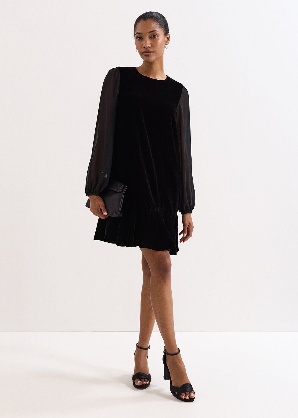Velvet Swing Dress Black