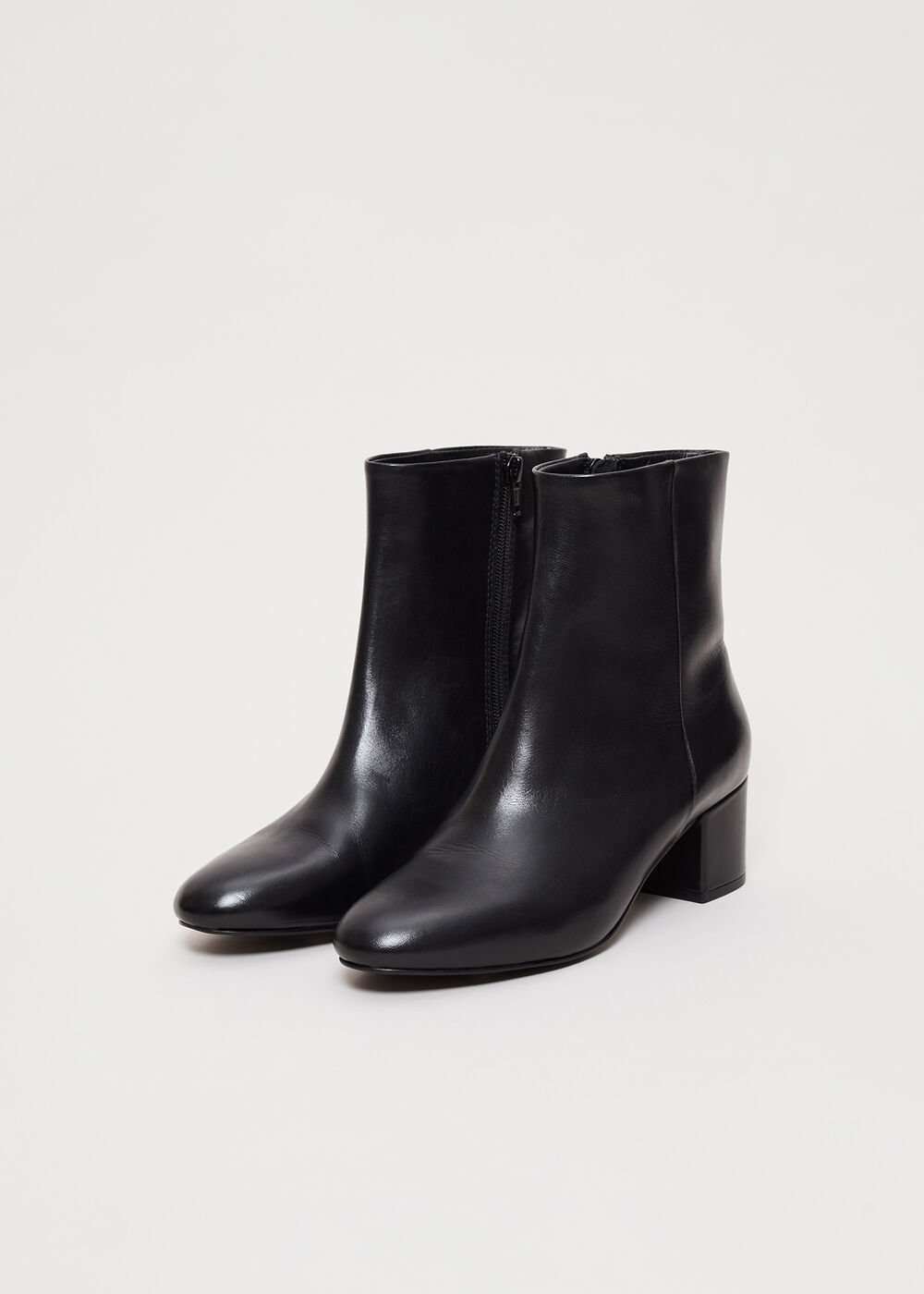 Leather Block Boot Black