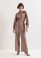 Aubrie Brown Straight Leg Trousers Neutral