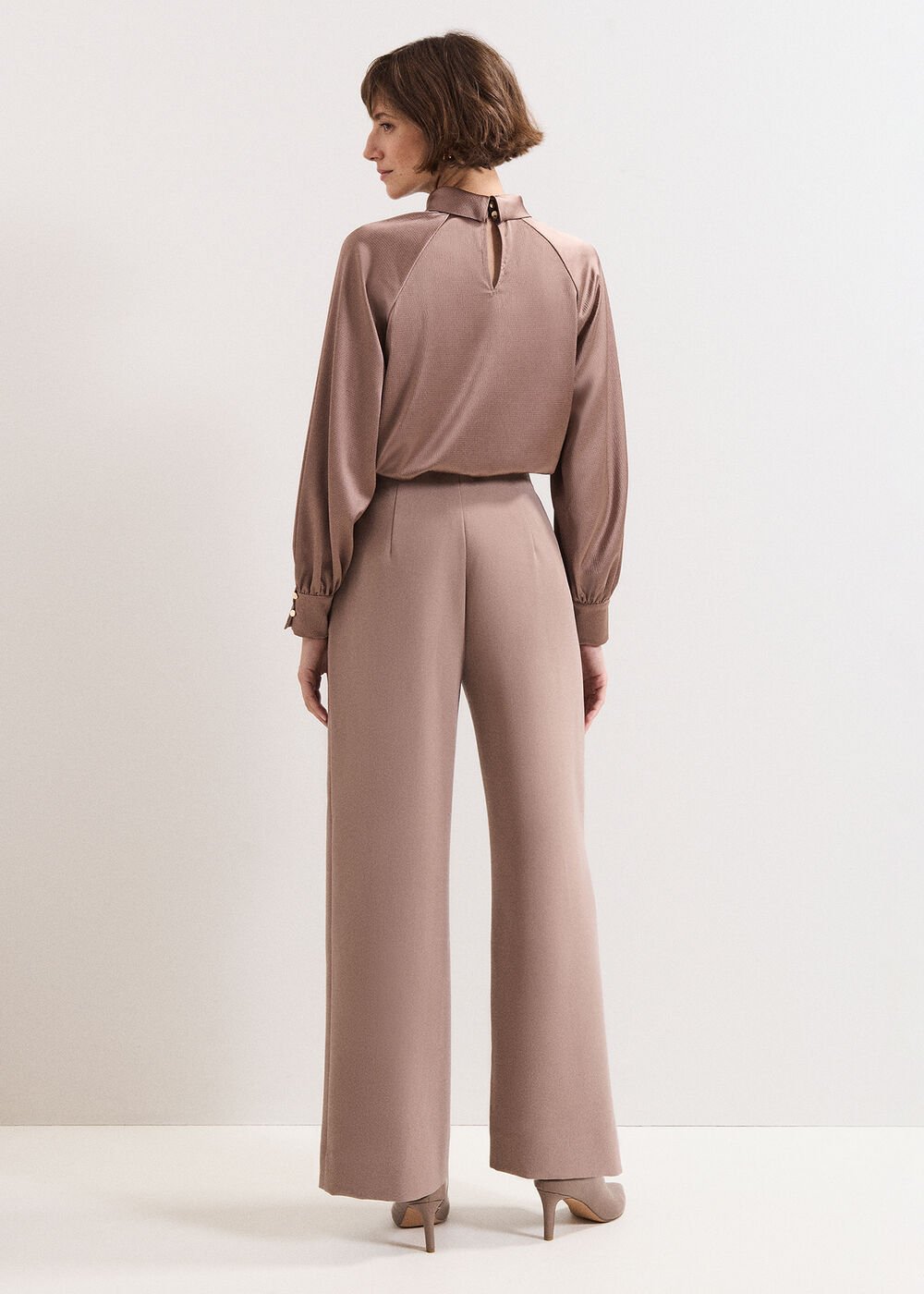 Aubrie Brown Straight Leg Trousers Neutral