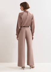 Aubrie Brown Straight Leg Trousers Neutral