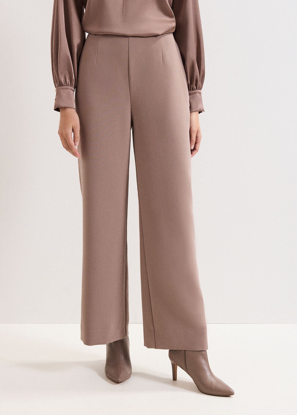 Aubrie Brown Straight Leg Trousers Neutral