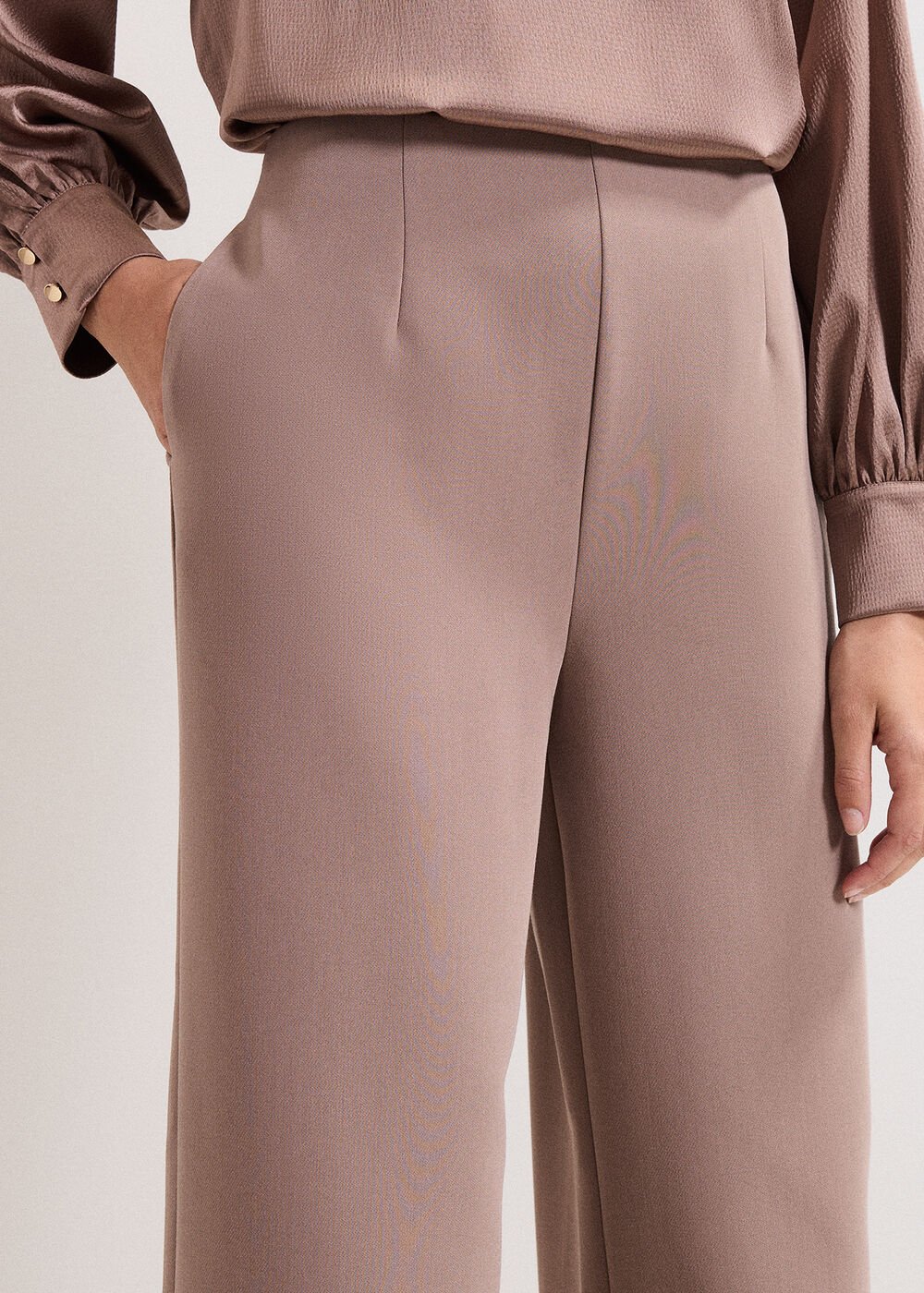 Aubrie Brown Straight Leg Trousers Neutral
