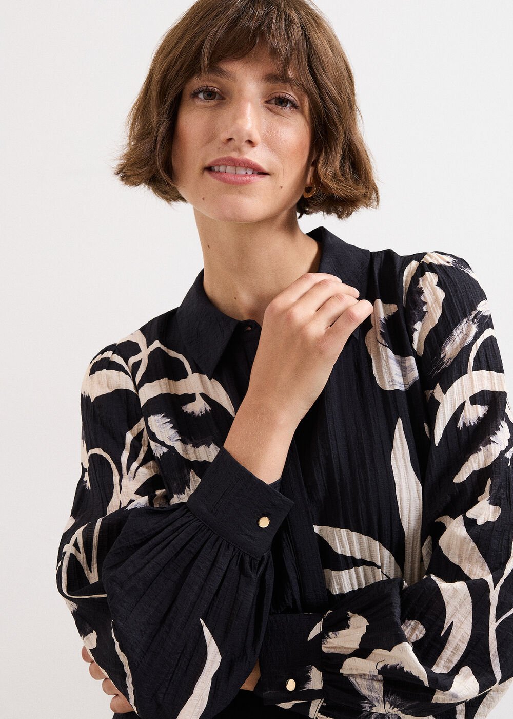 Natalie Floral Midi Dress Black/Ivory