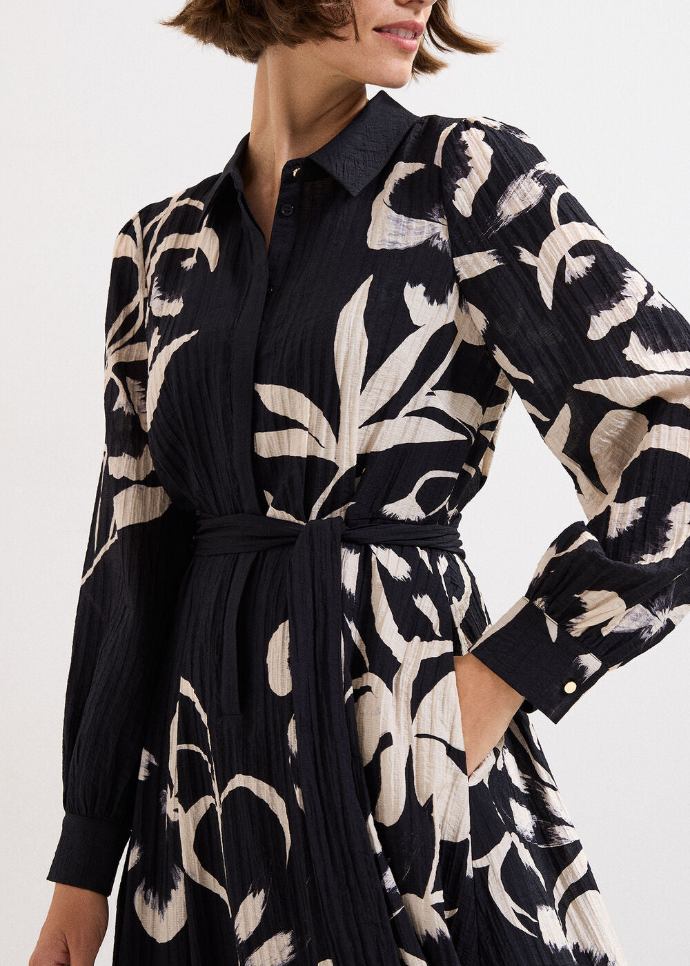 Natalie Floral Midi Dress Black/Ivory