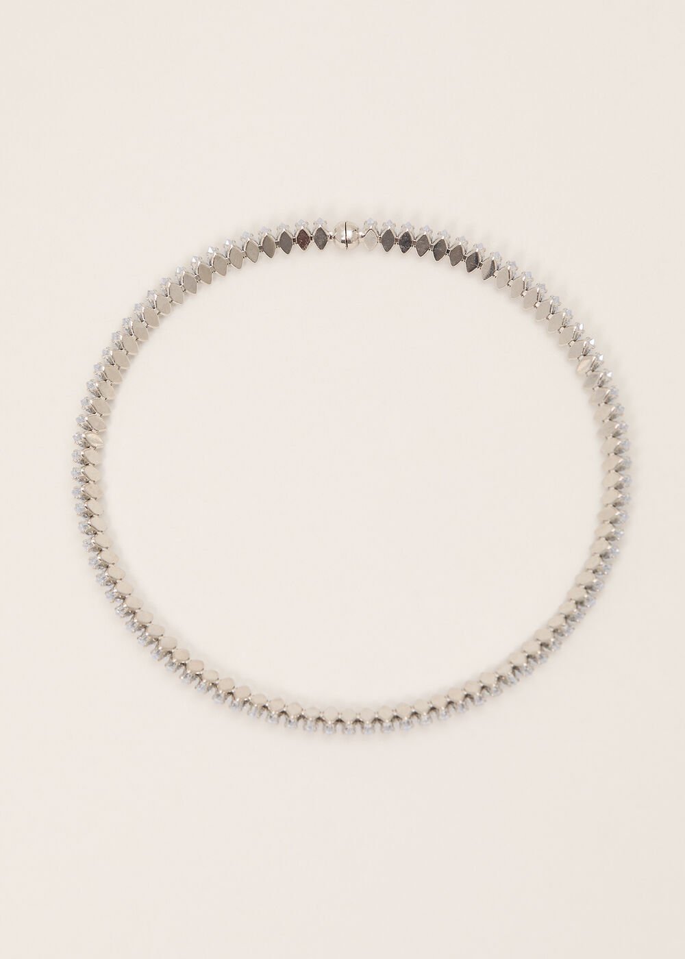 Short Stone Necklace Silver