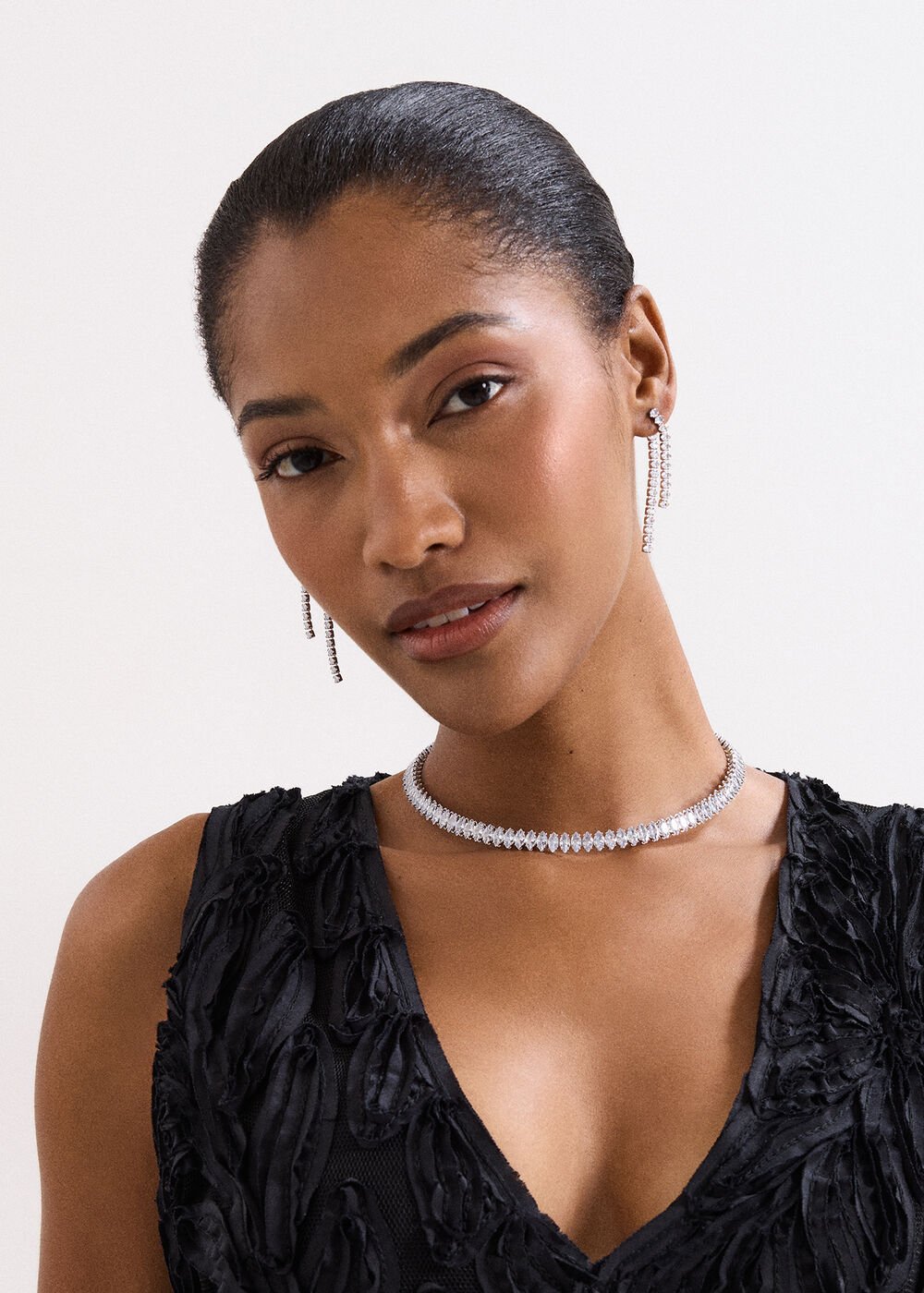 Short Stone Necklace Silver