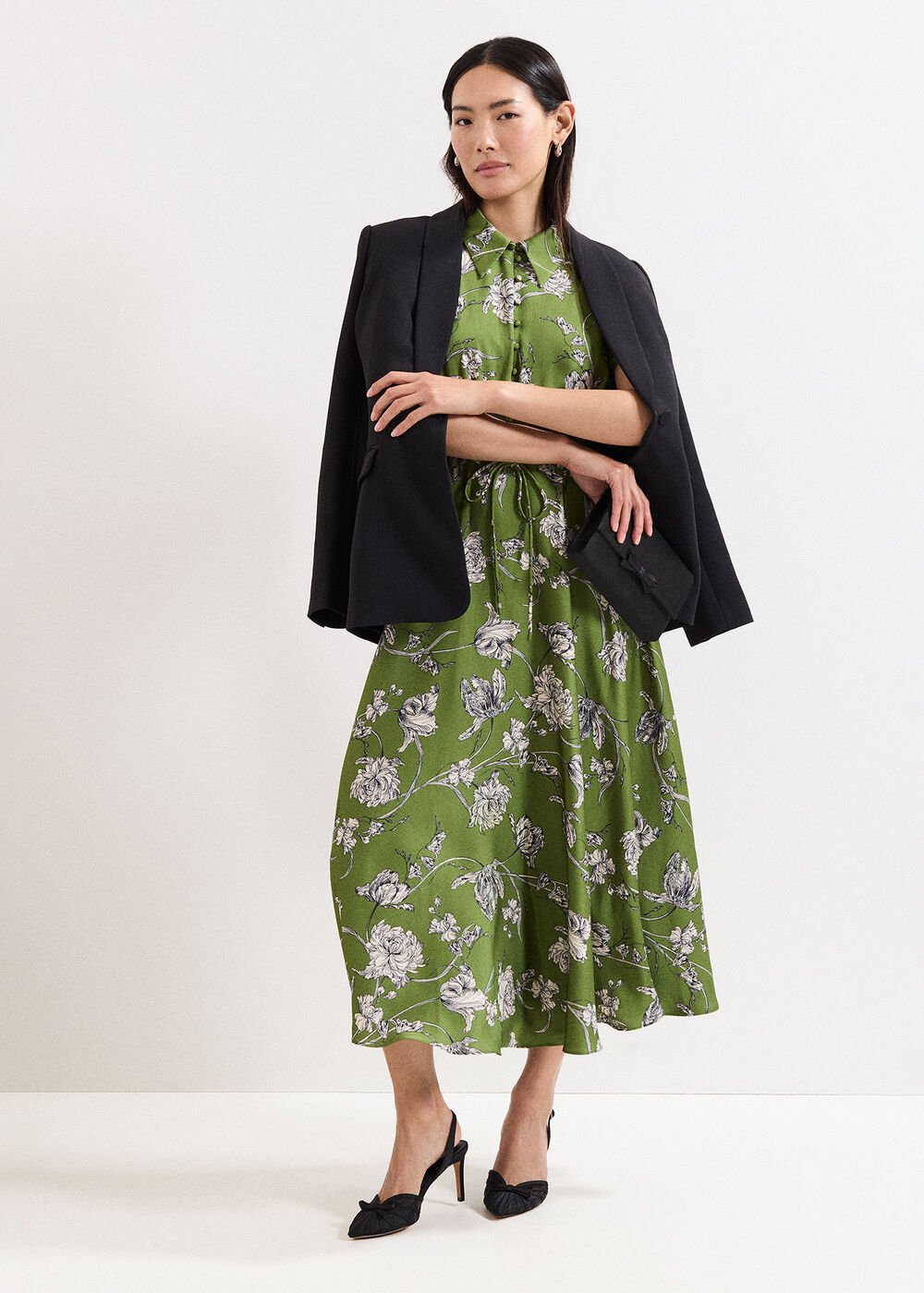 Bella Floral Midi Dress Green