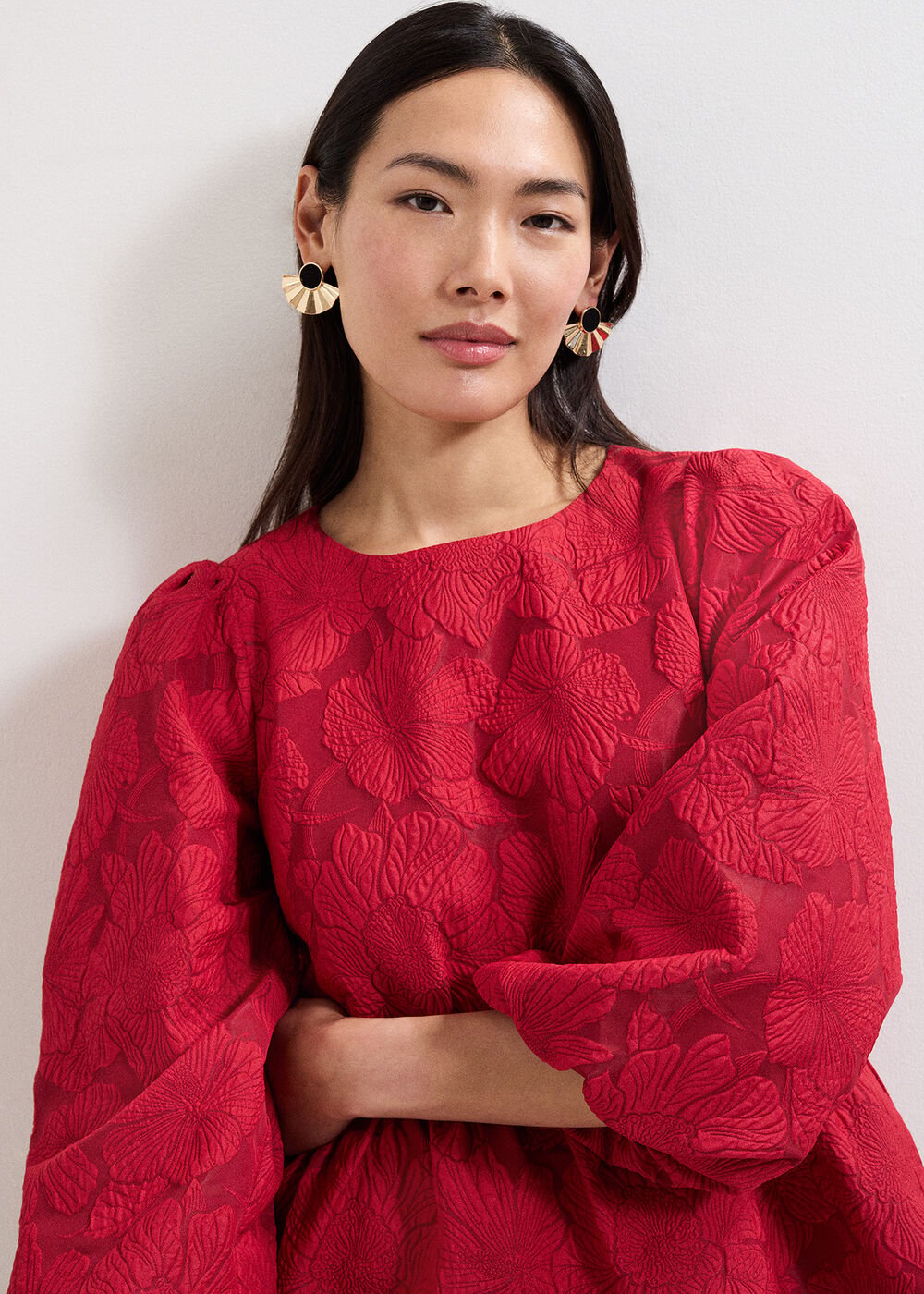 Ellis Peplum Hem Top Dark Red