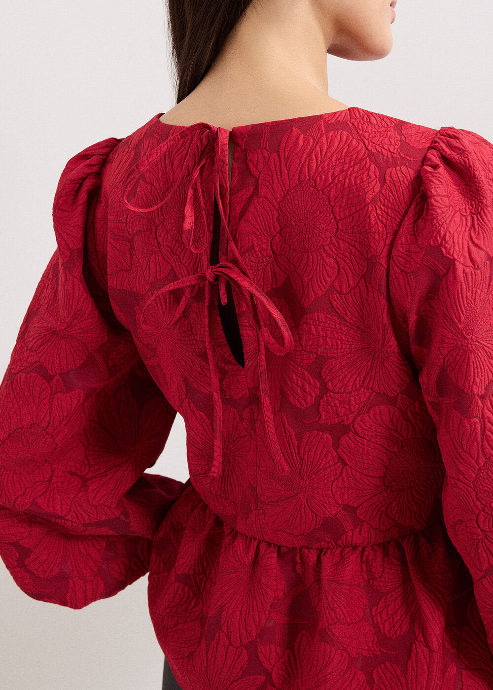 Ellis Peplum Hem Top Dark Red