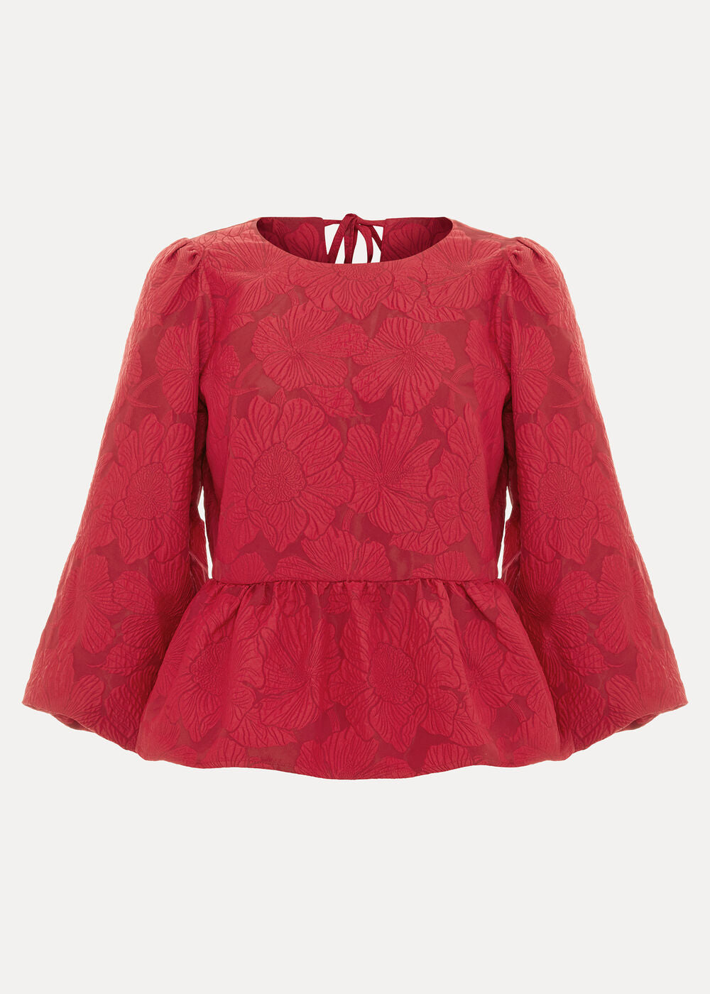 Ellis Peplum Hem Top Dark Red