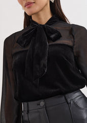 Raye Velvet Blouse Black