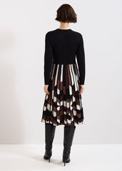 Maci Pleated Knit Dress Brown