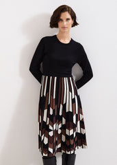 Maci Pleated Knit Dress Brown