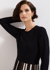 Maci Pleated Knit Dress Brown