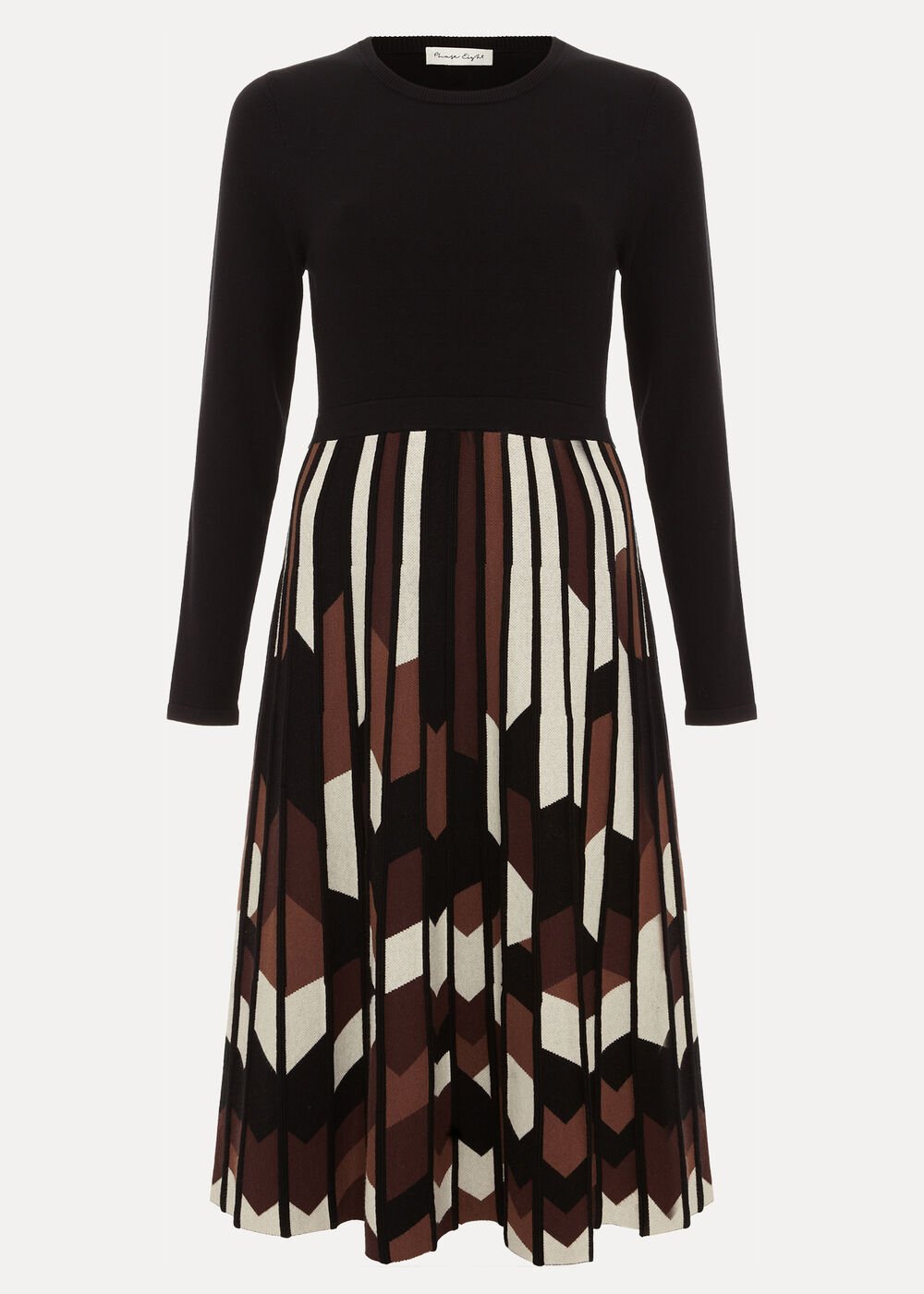 Maci Pleated Knit Dress Brown