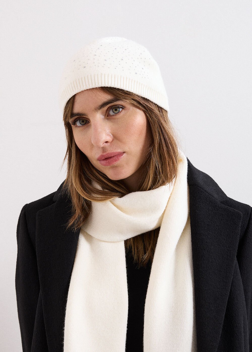 Sparkle Trim Hat Ivory