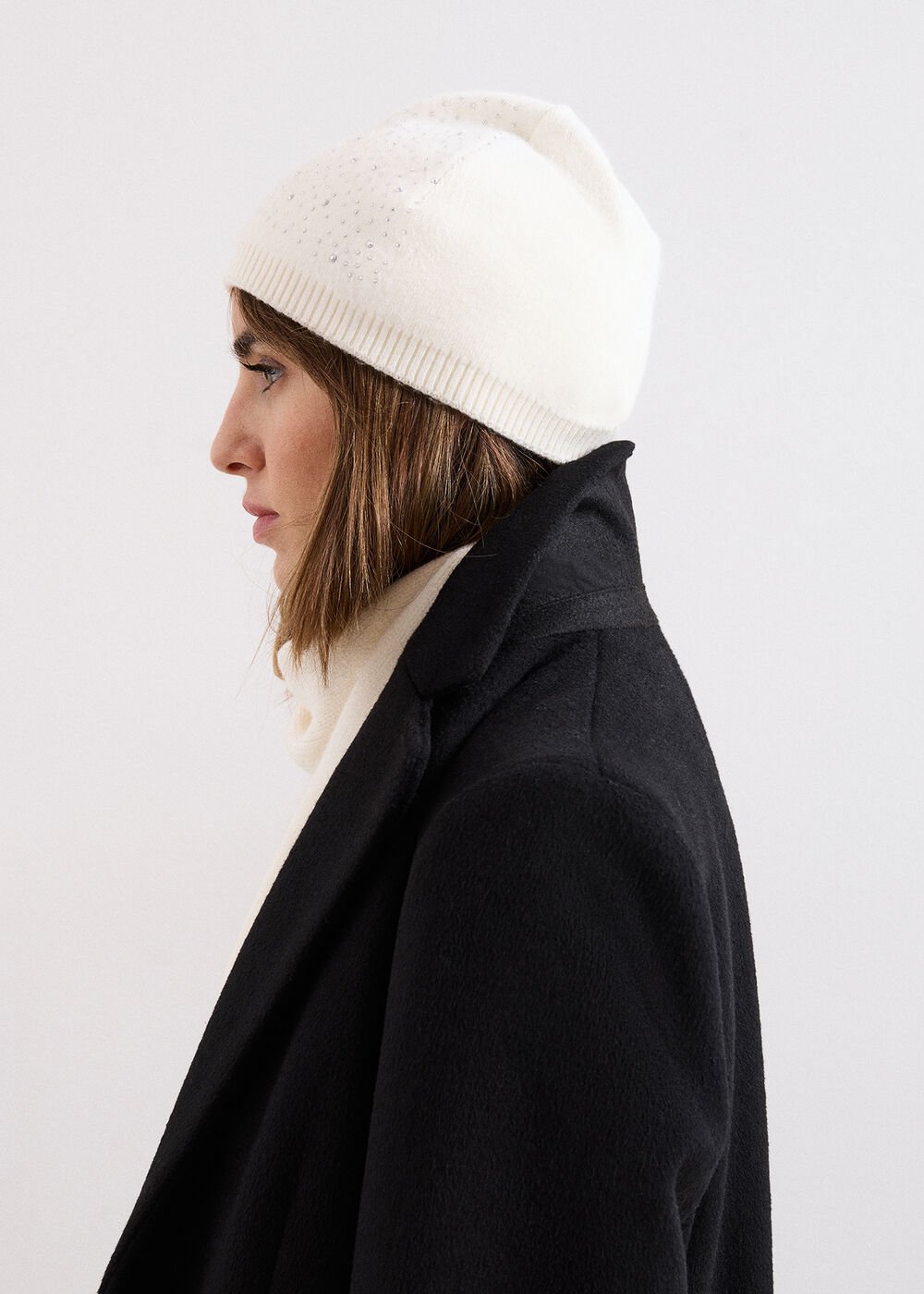 Sparkle Trim Hat Ivory