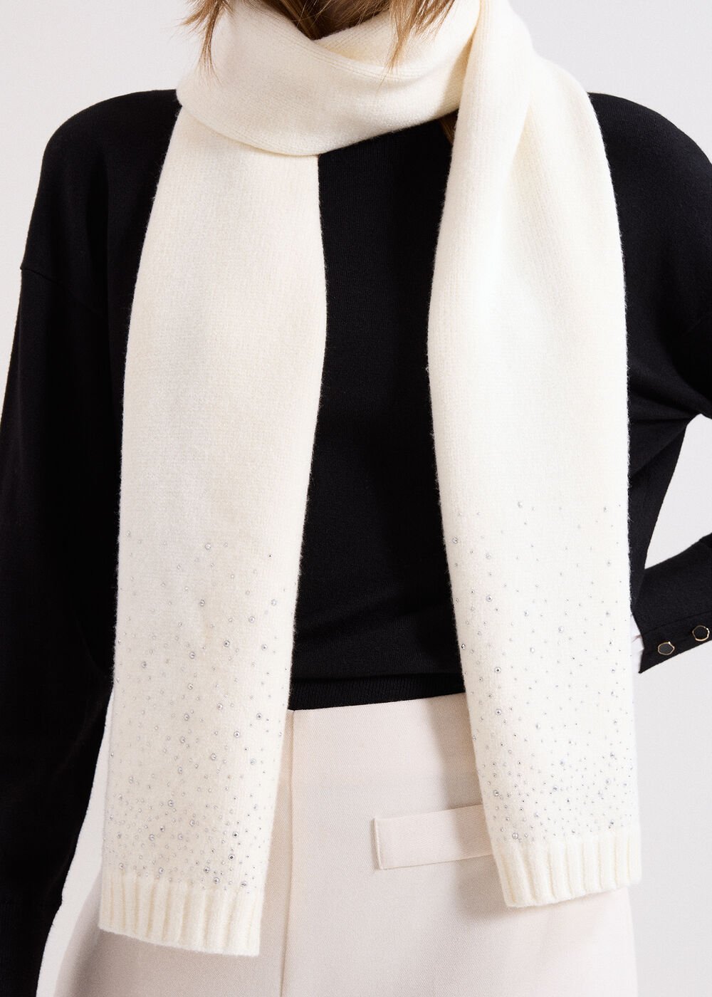 Sparkle Trim Scarf Ivory