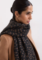 Irregular Spot Scarf Black Multi