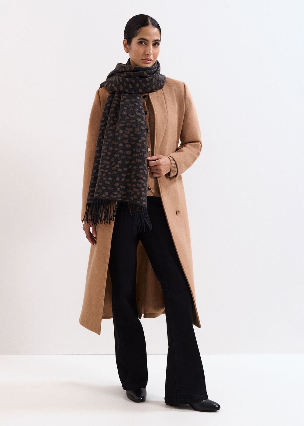 Irregular Spot Scarf Black Multi