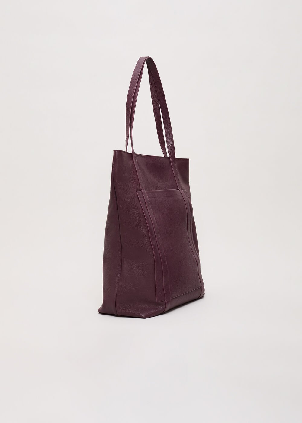 Leather Shopper Tote Dark Red