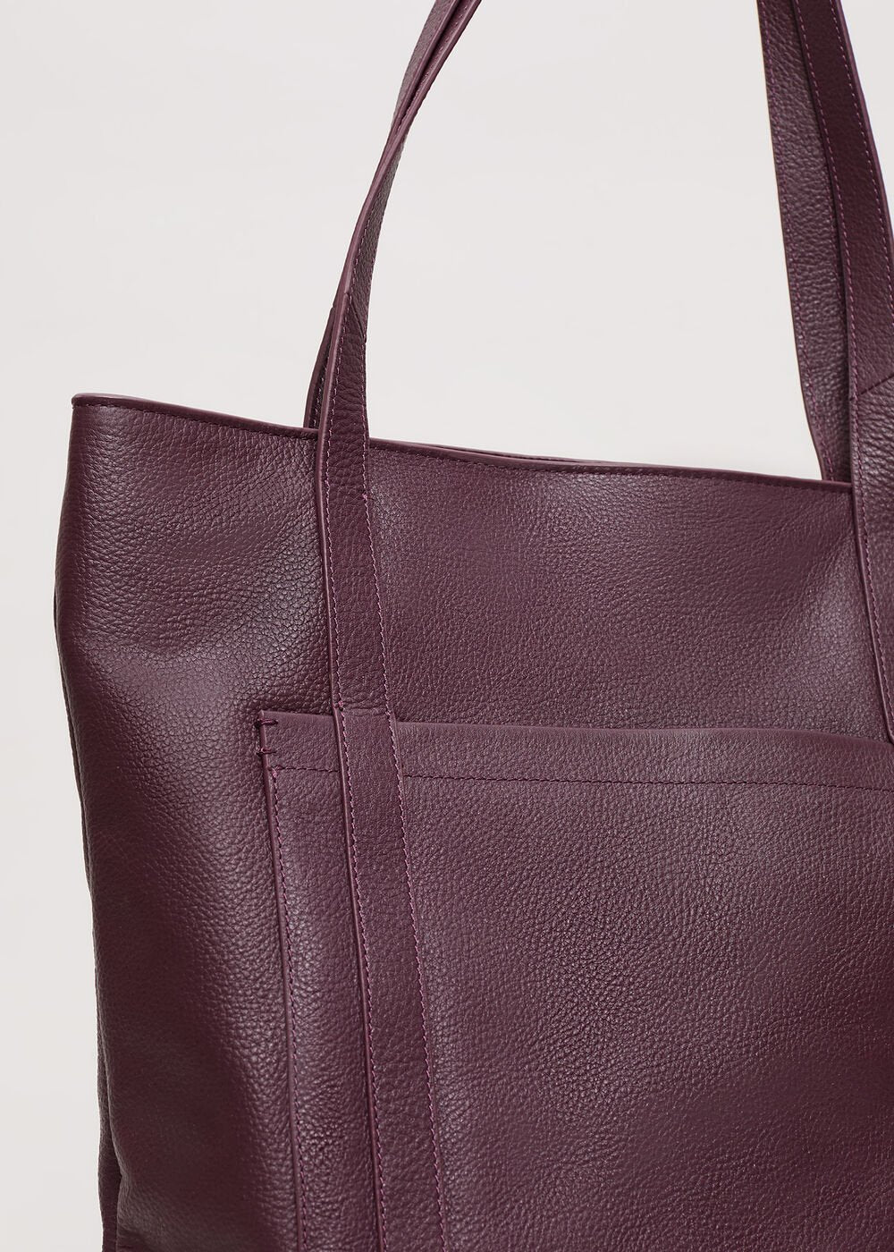 Leather Shopper Tote Dark Red