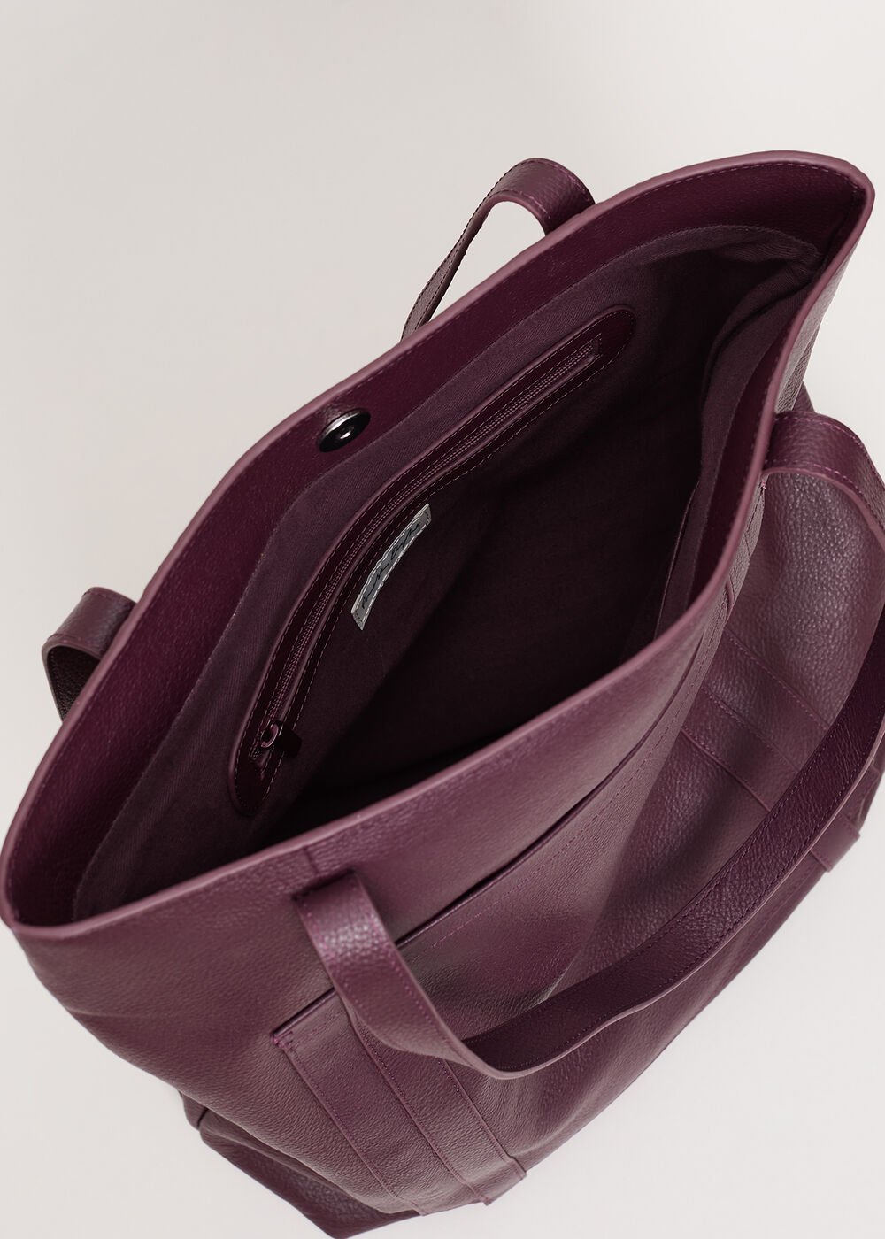 Leather Shopper Tote Dark Red
