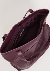 Leather Shopper Tote Dark Red