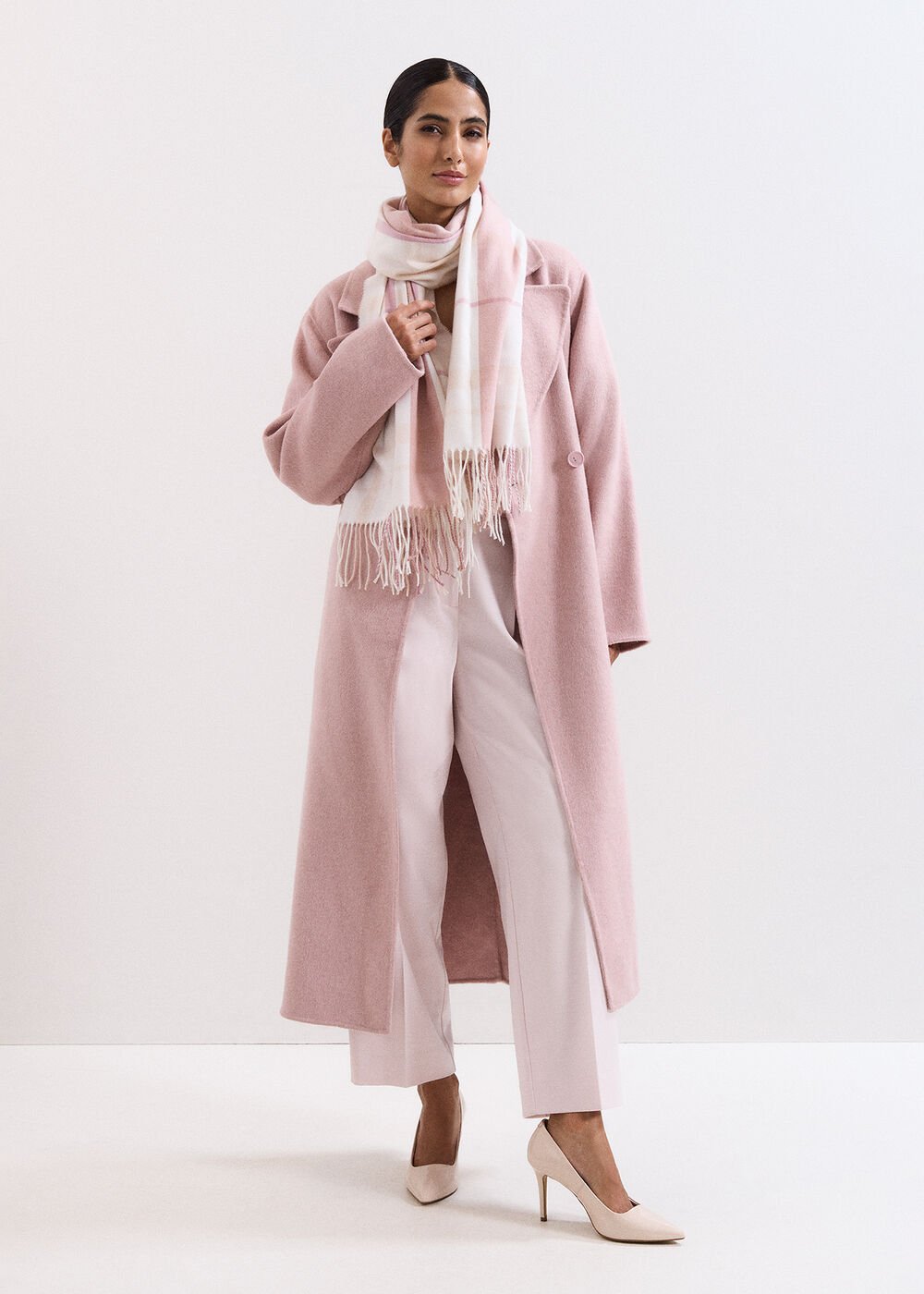 Checked Scarf Pale Pink