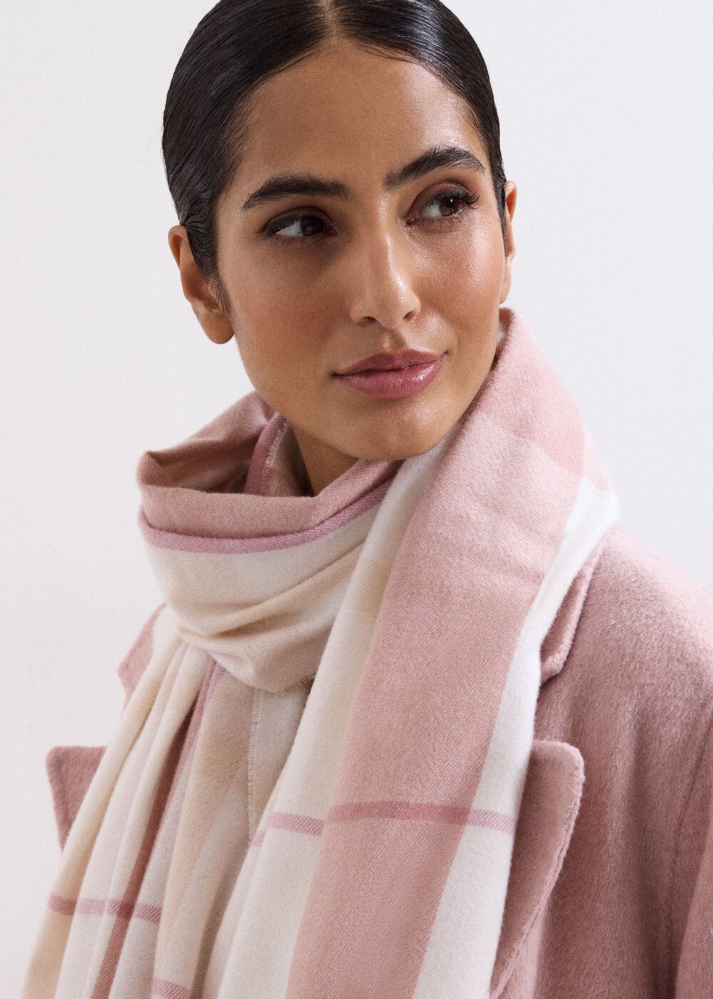 Checked Scarf Pale Pink