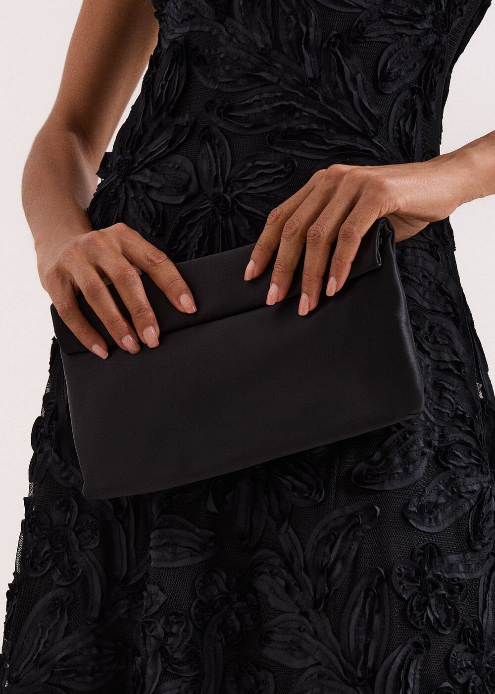 Satin Clutch Bag Black