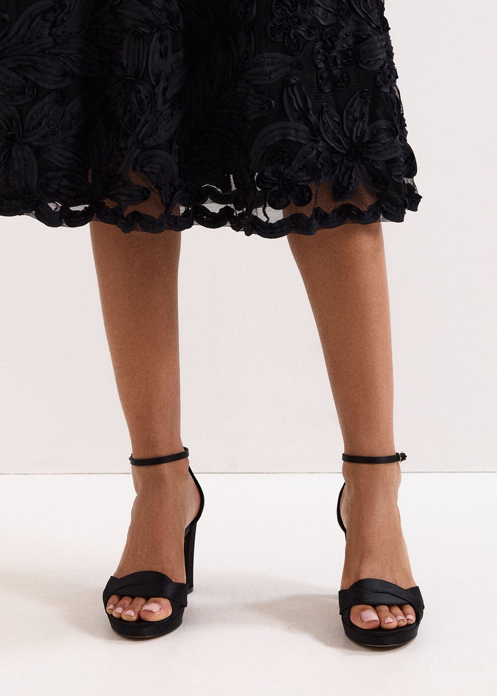 Satin Black Platform Sandal Black