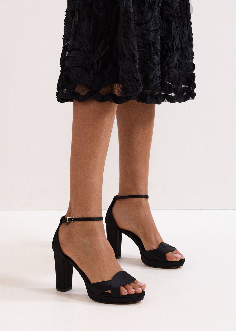 Satin Black Platform Sandal Black