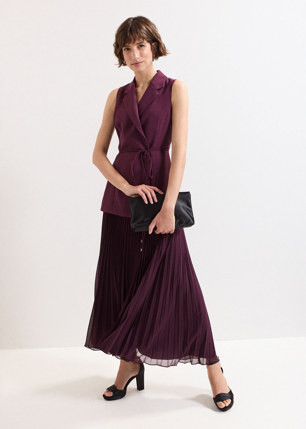 Becky Tux Midi Dress Burgundy