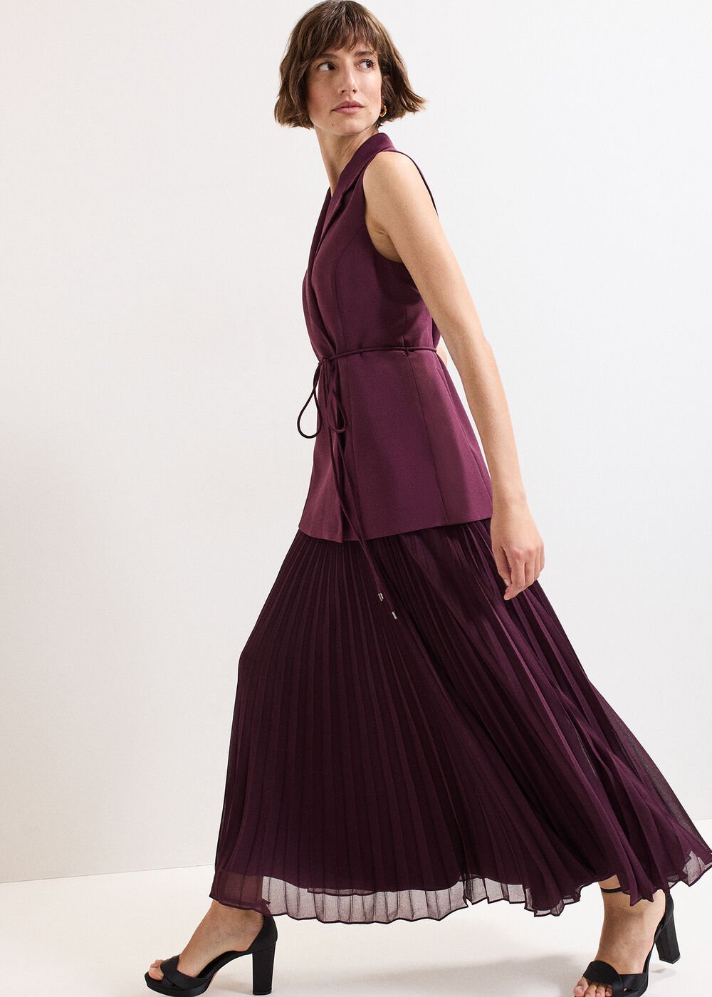 Becky Tux Midi Dress Burgundy