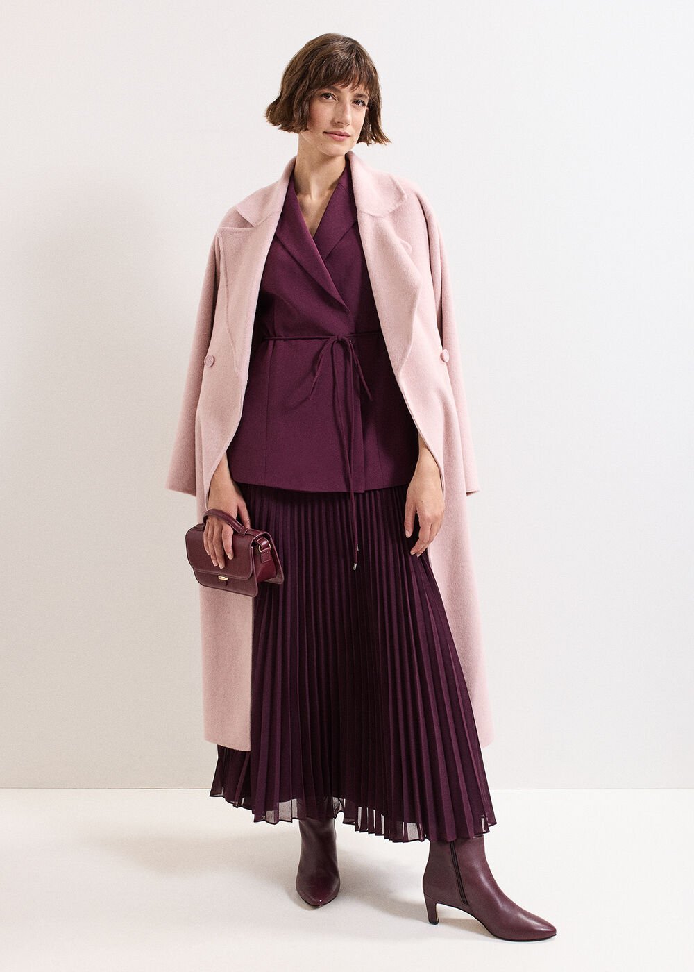 Becky Tux Midi Dress Burgundy