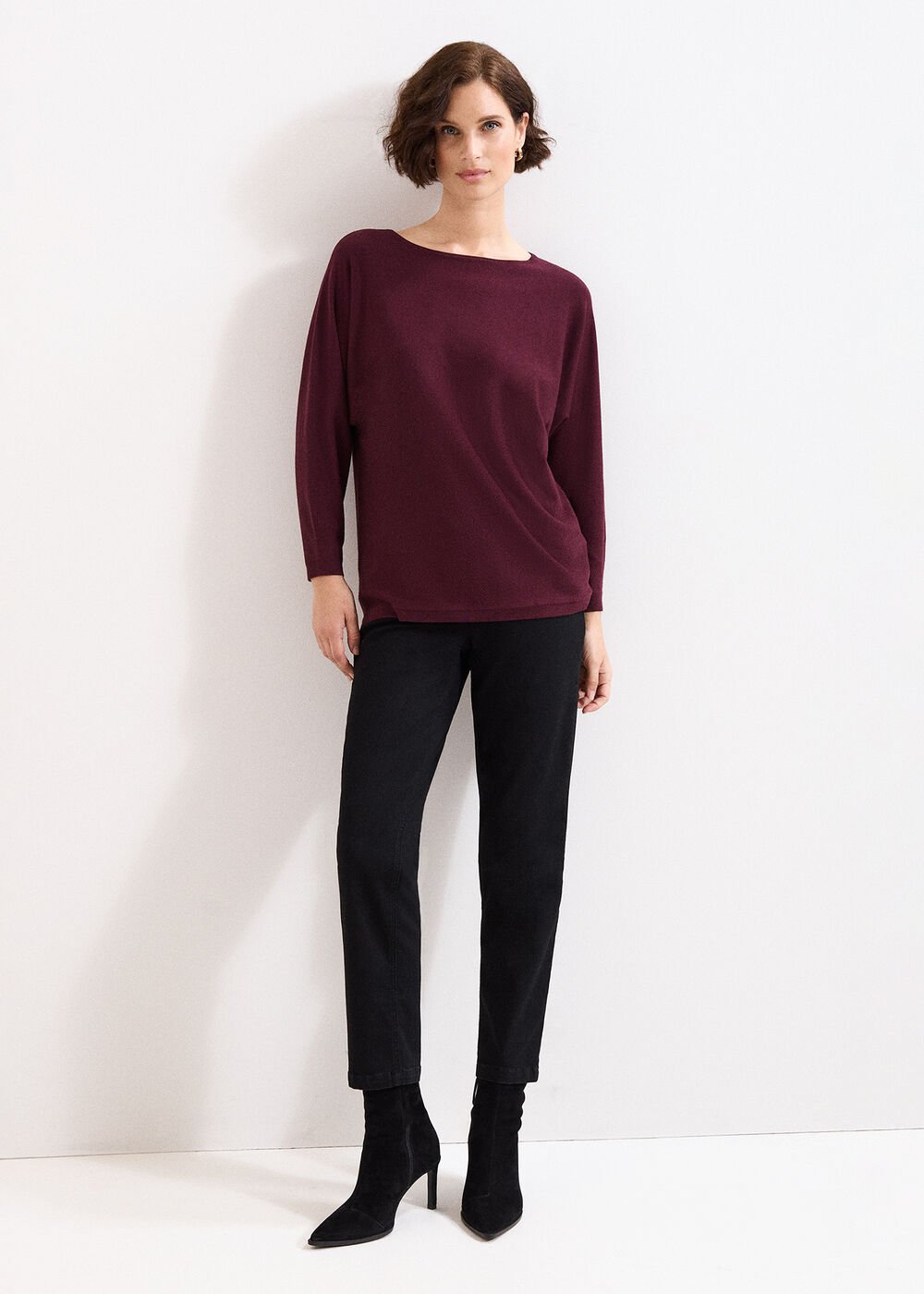 Long Line Cristine Jumper Burgundy