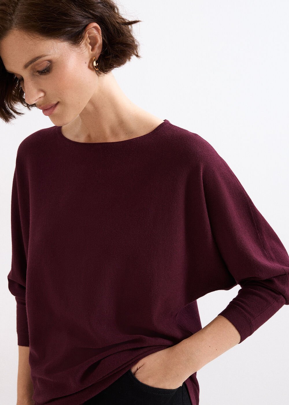 Long Line Cristine Jumper Burgundy