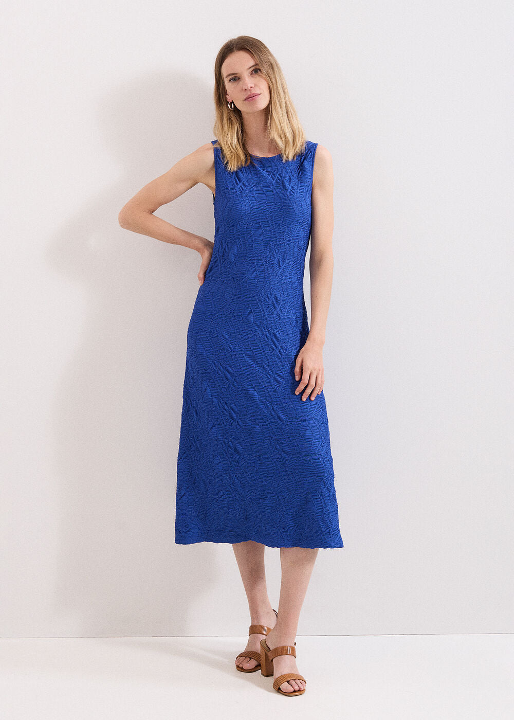 Talia Textured Midi Dress Blue