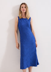 Talia Textured Midi Dress Blue