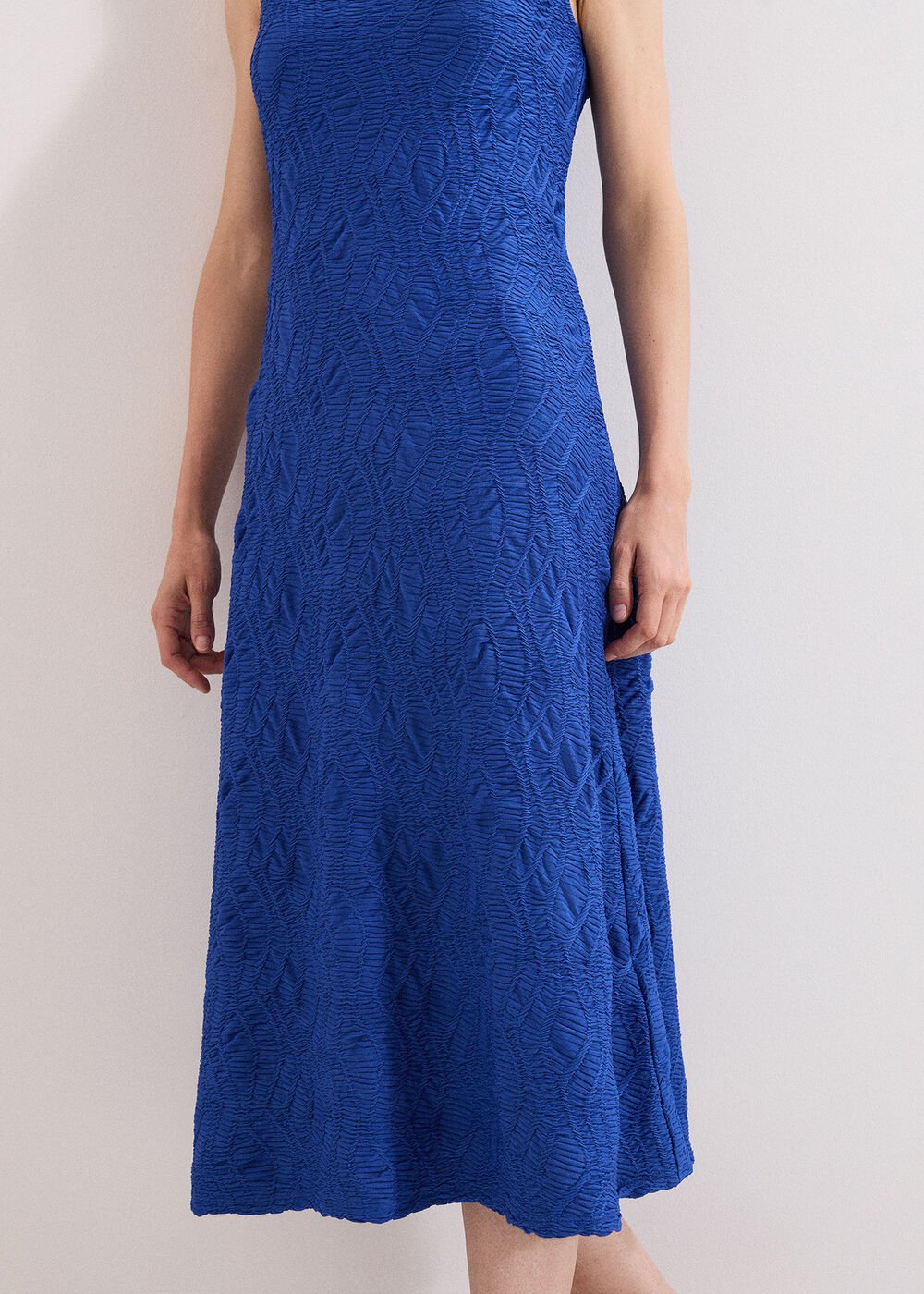 Talia Textured Midi Dress Blue