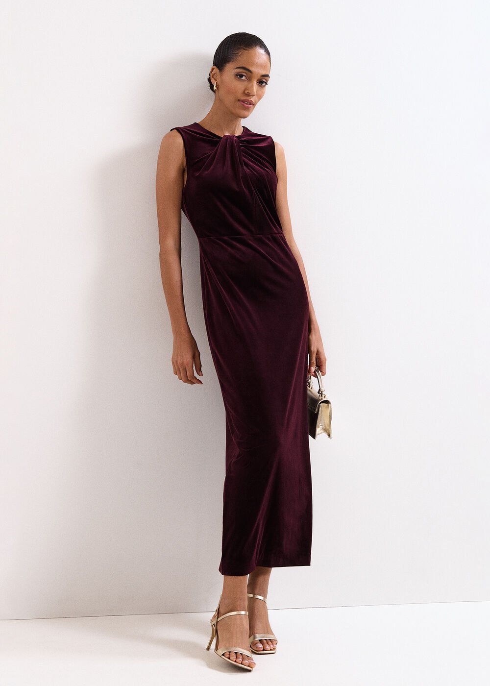 Ava Velvet Maxi Dress Burgundy