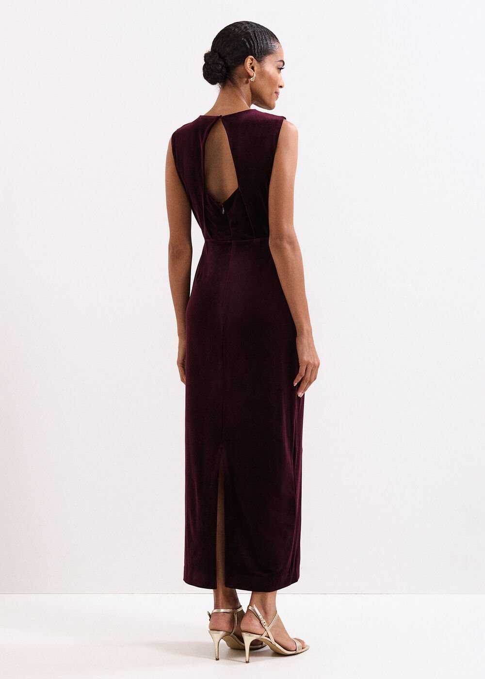 Ava Velvet Maxi Dress Burgundy