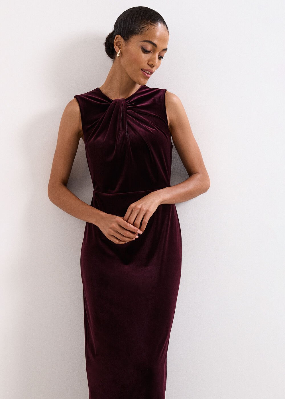 Ava Velvet Maxi Dress Burgundy