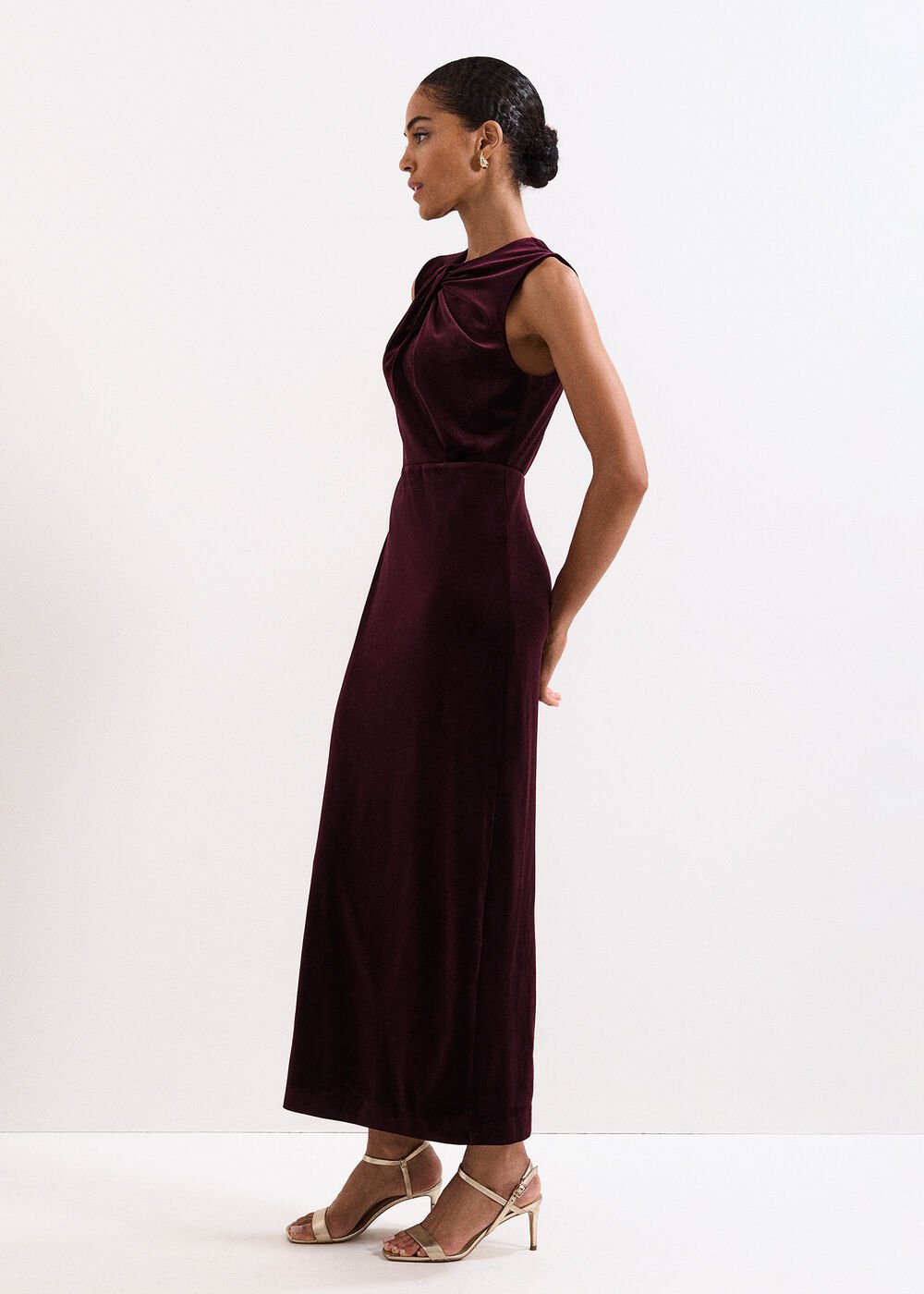 Ava Velvet Maxi Dress Burgundy