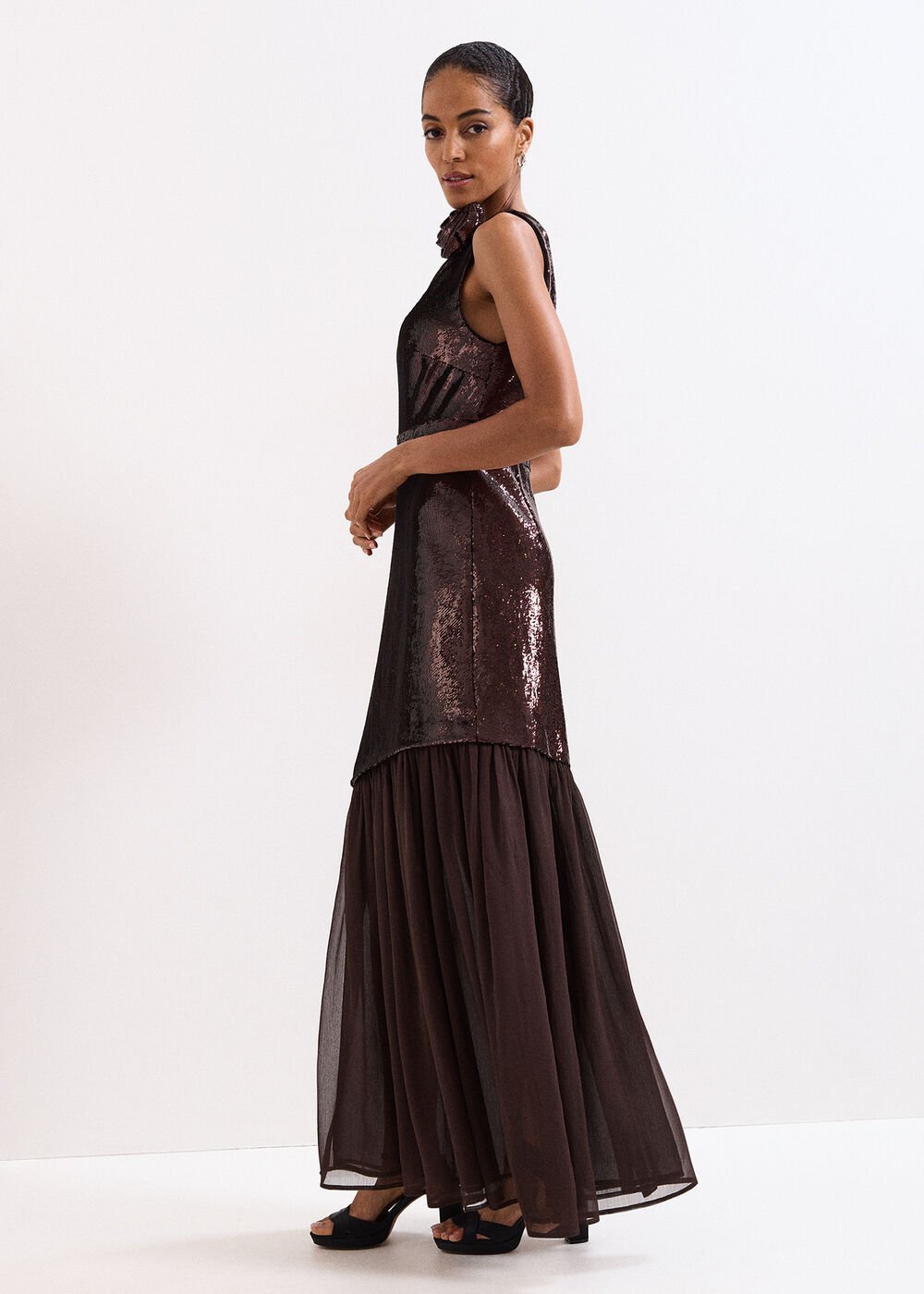 Lola Sequin Dress Brown